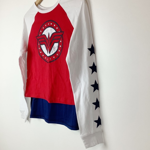 Wonder Woman Sporty Long Sleeve Tee With Blue Cape Costume New - Picture 5 of 8